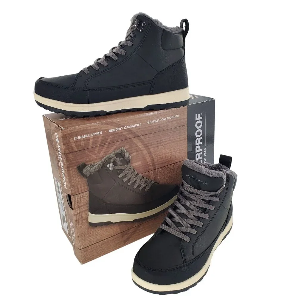 Weatherproof 10 Winter Boots Mens Logjam Shearling Lace-up Outdoor Snow Shoes
